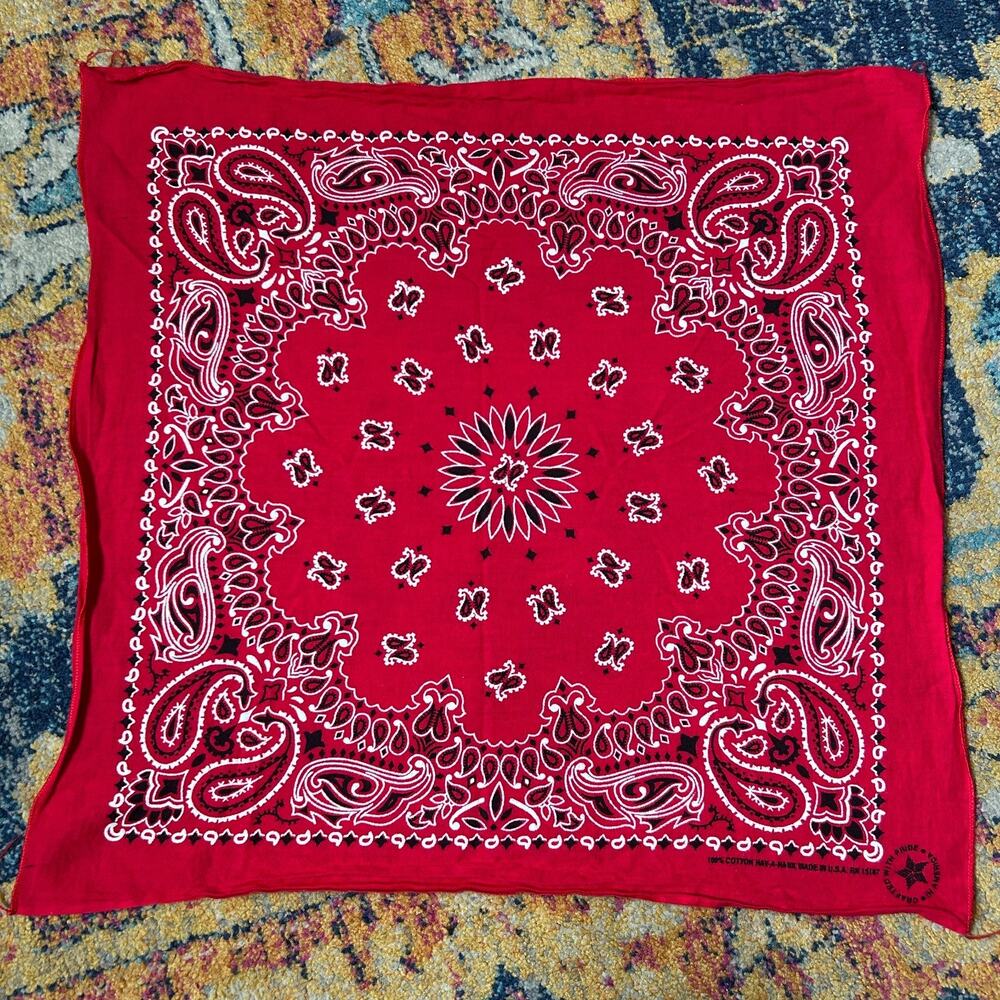 Vintage Red 20” Bandana Western Hav-A-Hank Handkerchief Made in USA